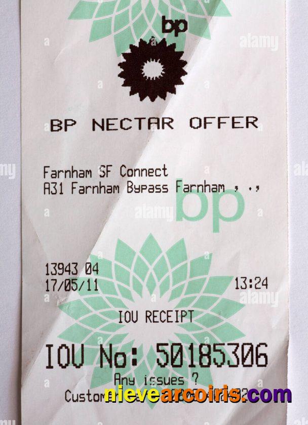 BP Nectar rewards payment receipt